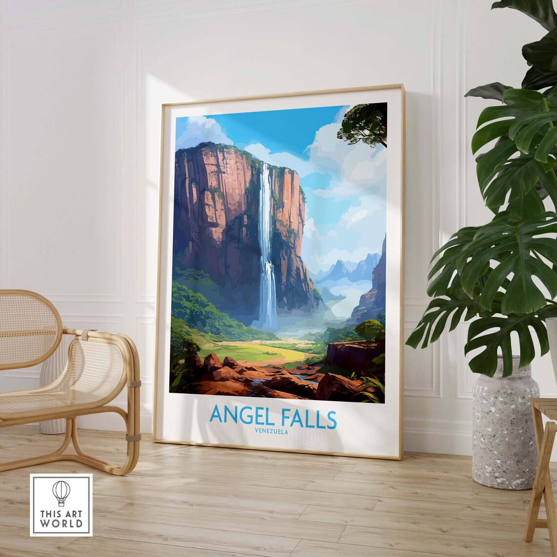 Angel Falls Venezuela Tallest Waterfall Tepui Vintage Travel Poster - Image 3