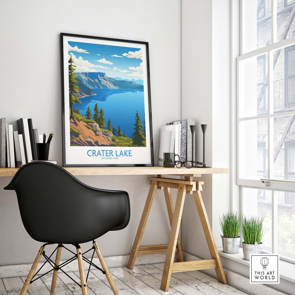 Crater Lake National Park Deep Blue Caldera Lake Pine Forest Poster - Image 4
