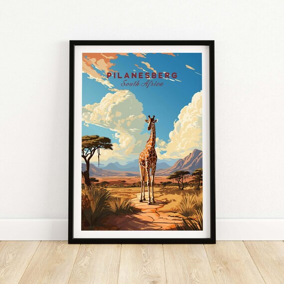 Pilanesberg Safari Wall Art Giraffe Print South African Wildlife Home Decor Nature Poster Adventure Gift For Animal Lovers