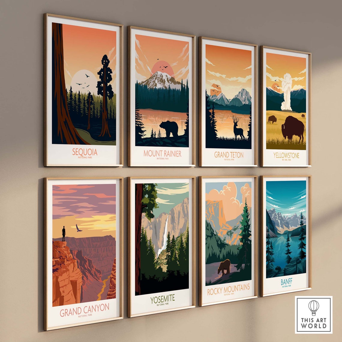 Sequoia National Park Giant Redwoods Sunset Forest Art Poster - Image 3