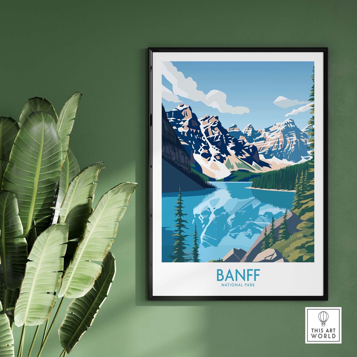 Banff National Park Turquoise Lake and Rocky Peaks Travel Poster - Image 2