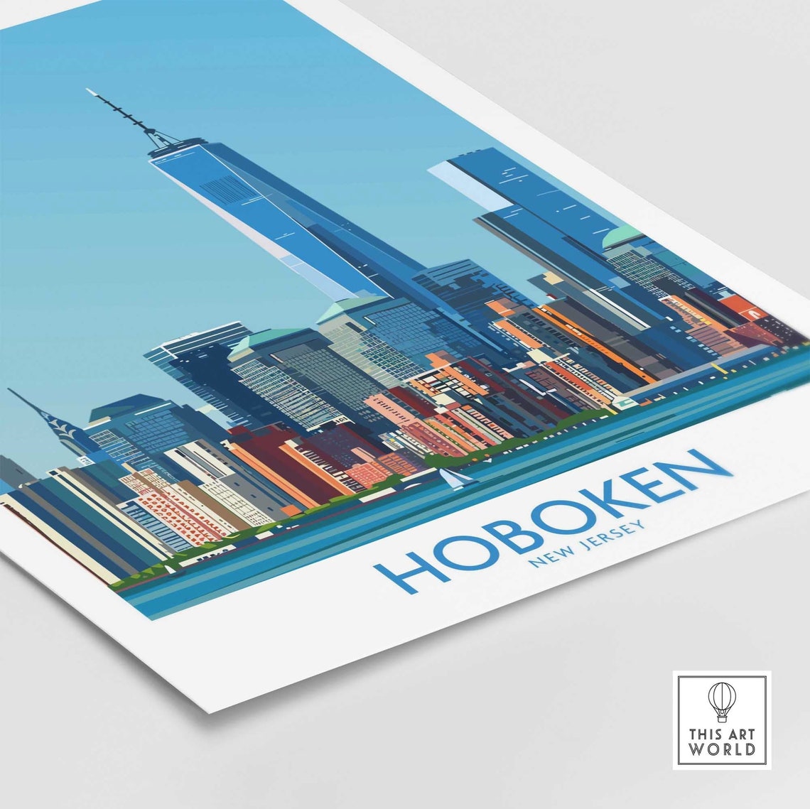 Hoboken New Jersey Skyline Waterfront Downtown Manhattan Poster - Image 4