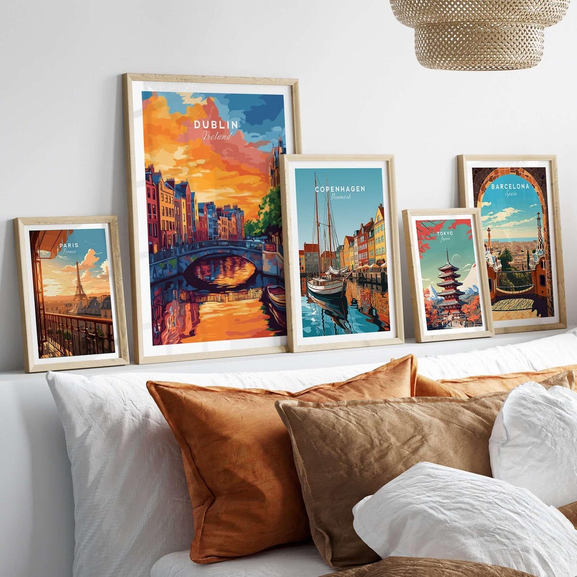 Dublin Ireland Fiery Orange Sunset River Vintage Travel Poster - Image 2