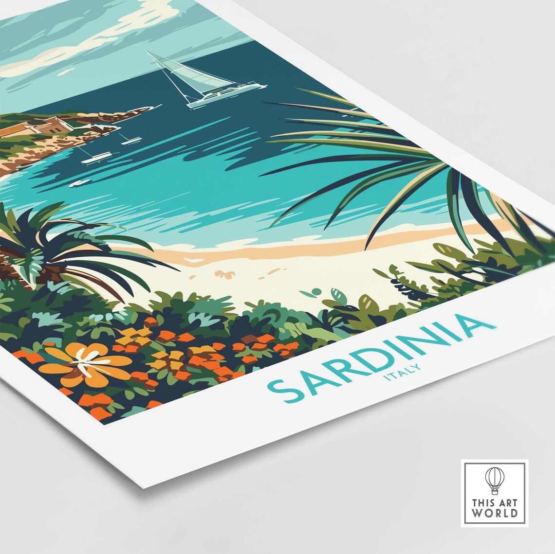 Sardinia Italy Travel Poster, Mediterranean Views - Image 4