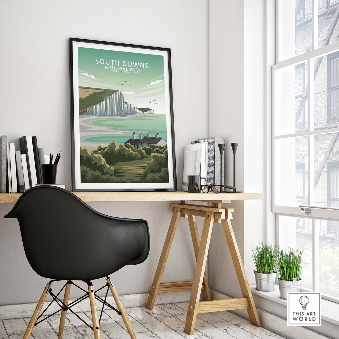 South Downs Travel Poster, English Countryside Print