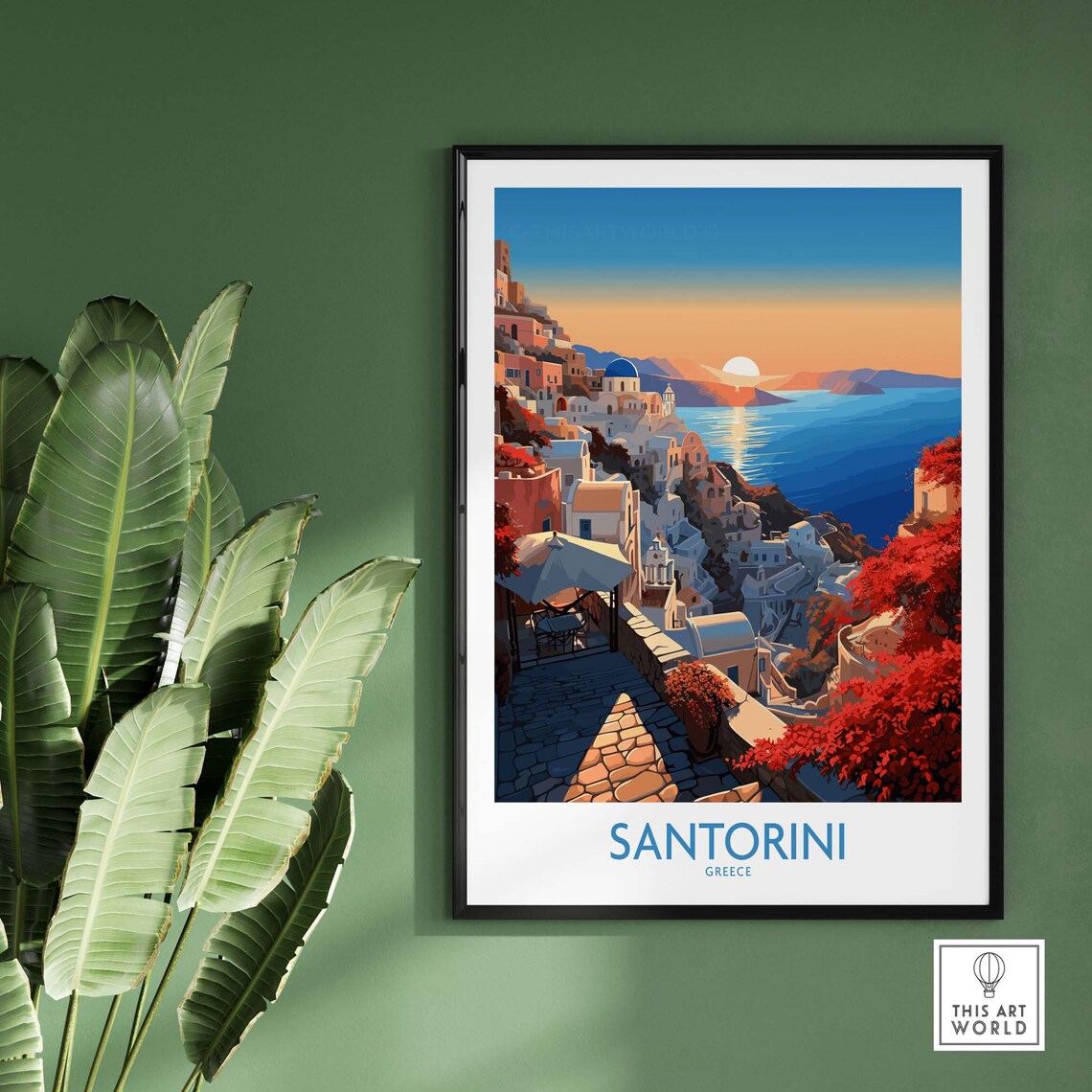 Santorini Birthday Present Travel Poster - Image 3