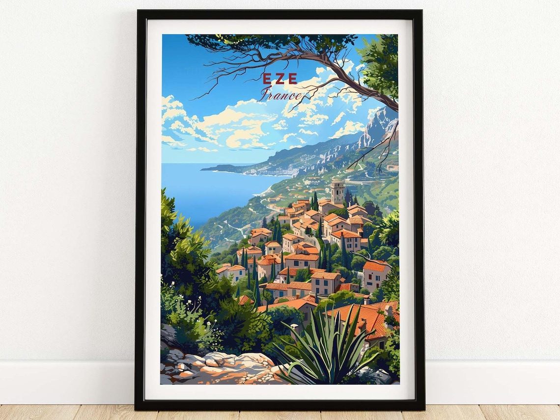 Eze France Hilltop Village Mediterranean Sea View Pines Poster