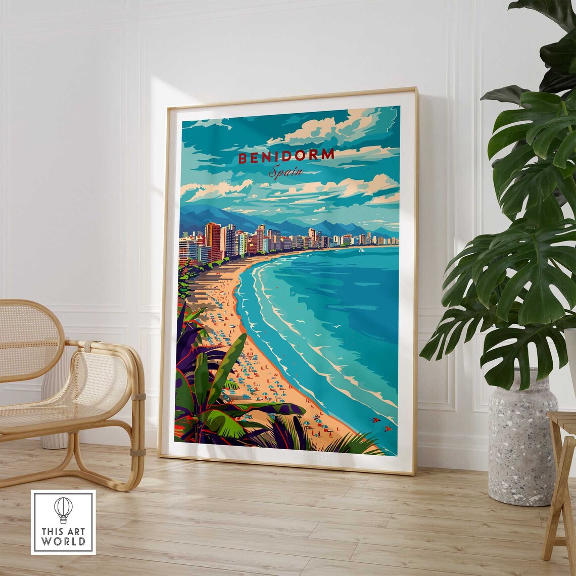 Benidorm Spain Costa Blanca Golden Beach Resort Skyline Travel Poster - Image 2