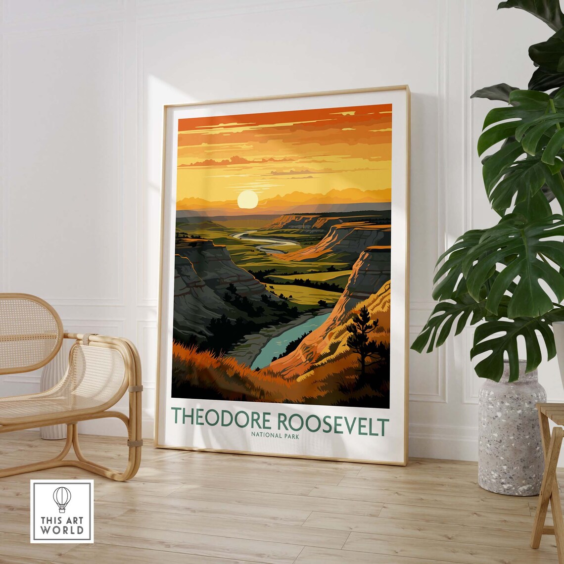 Theodore Roosevelt National Park Golden Badlands Evening Poster - Image 3