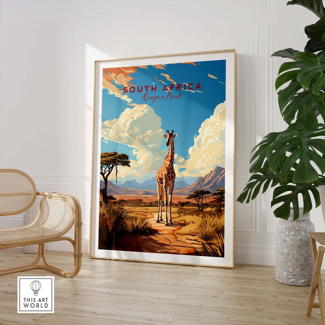 South Africa Kruger Park Giraffe Safari Savanna Travel Poster - Image 3