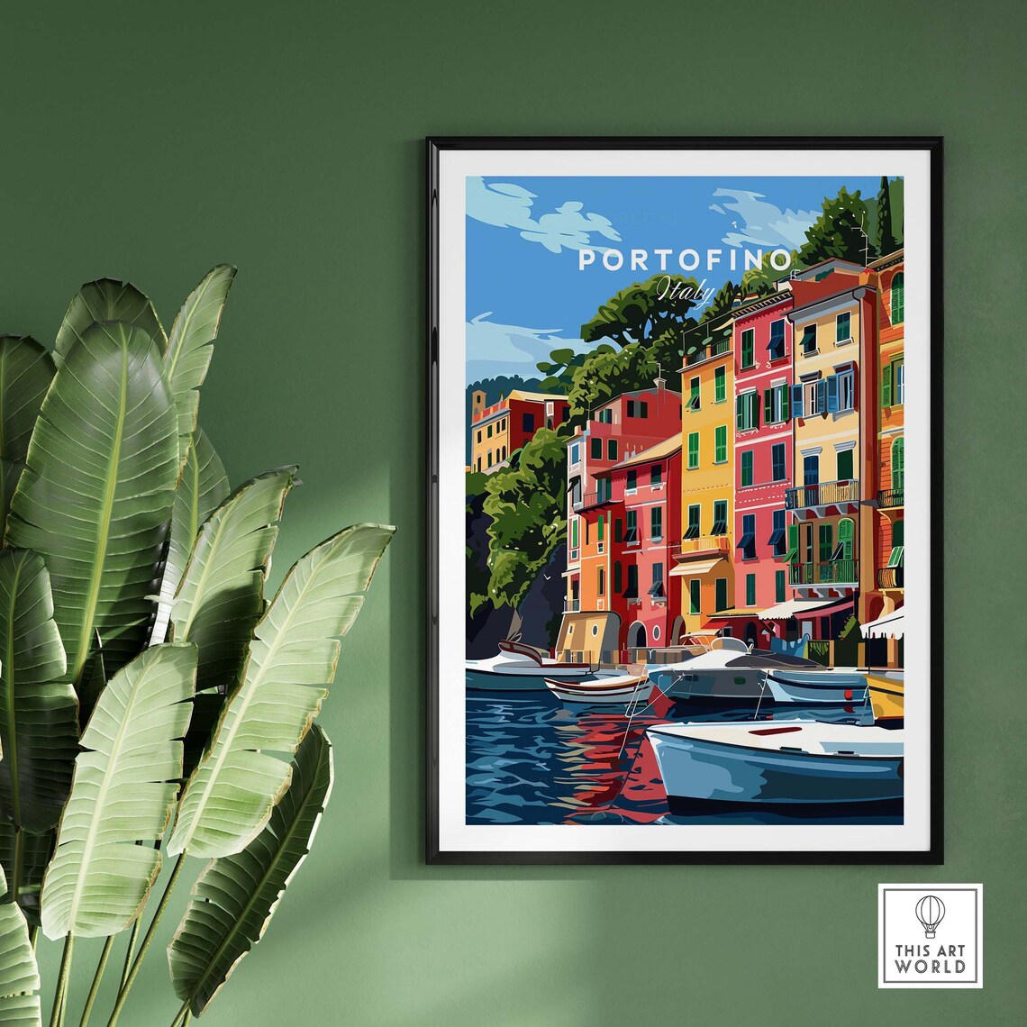 Portofino Italy Colorful Harbor Houses Marina Fishing Boats Poster - Image 2