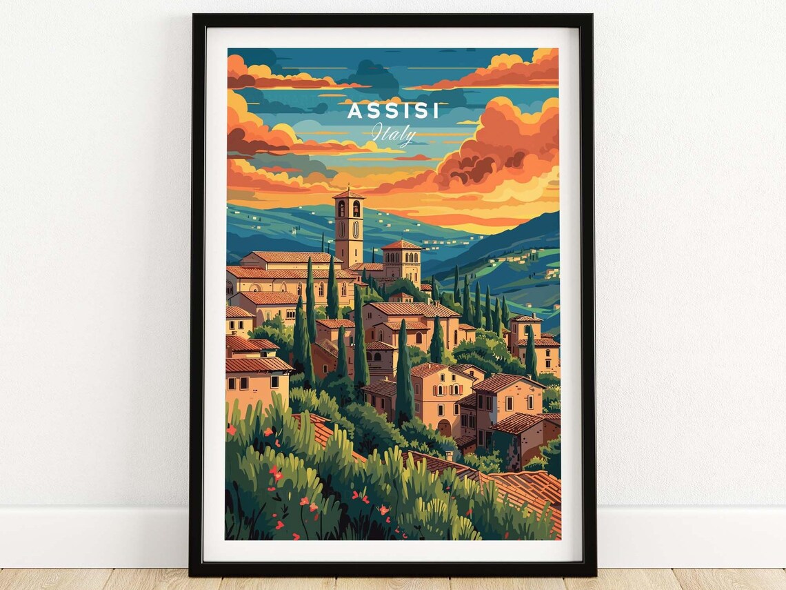 Assisi Travel Poster Assisi Italy Travel Poster Italy Home Decor Assisi Artwork Poster Gift Assisi Illustration Art Lover Italy Print