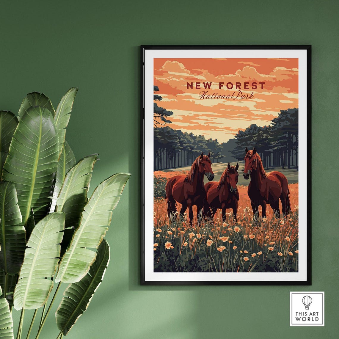 New Forest England Travel Poster, Landscape Illustration - Image 2