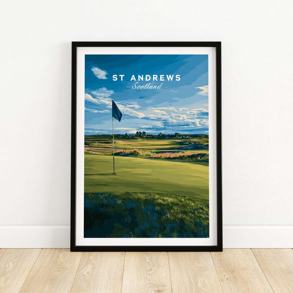 St Andrews Golf Poster Scotland Print Vintage Art Gift For Golfers Course Wall Decor Memorabilia