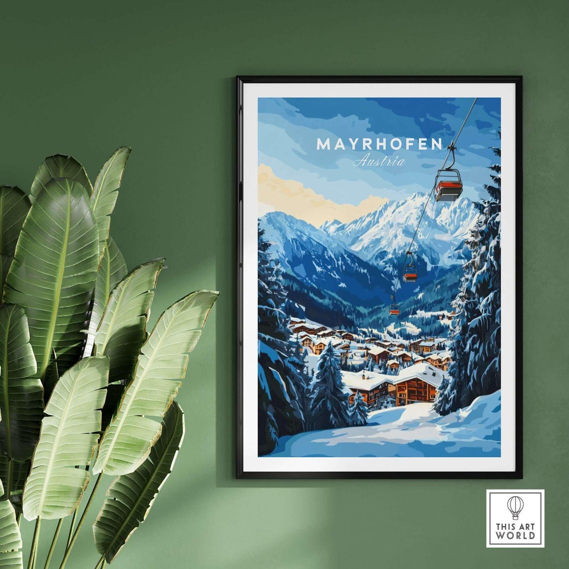 Mayrhofen Ski Travel Poster, Austria Gift - Image 2