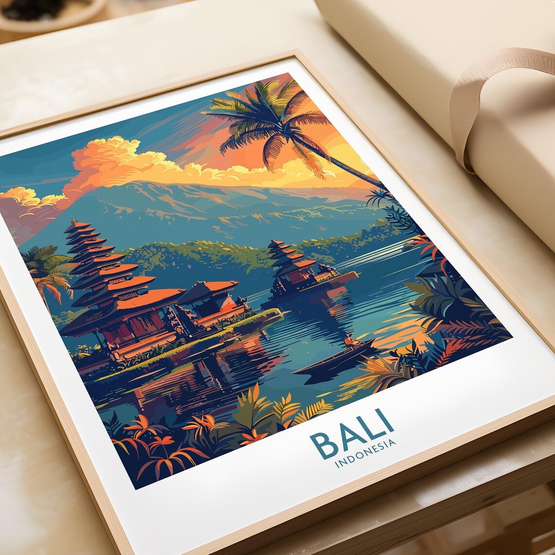 Bali Sunset Travel Poster, Indonesia Wall Art
