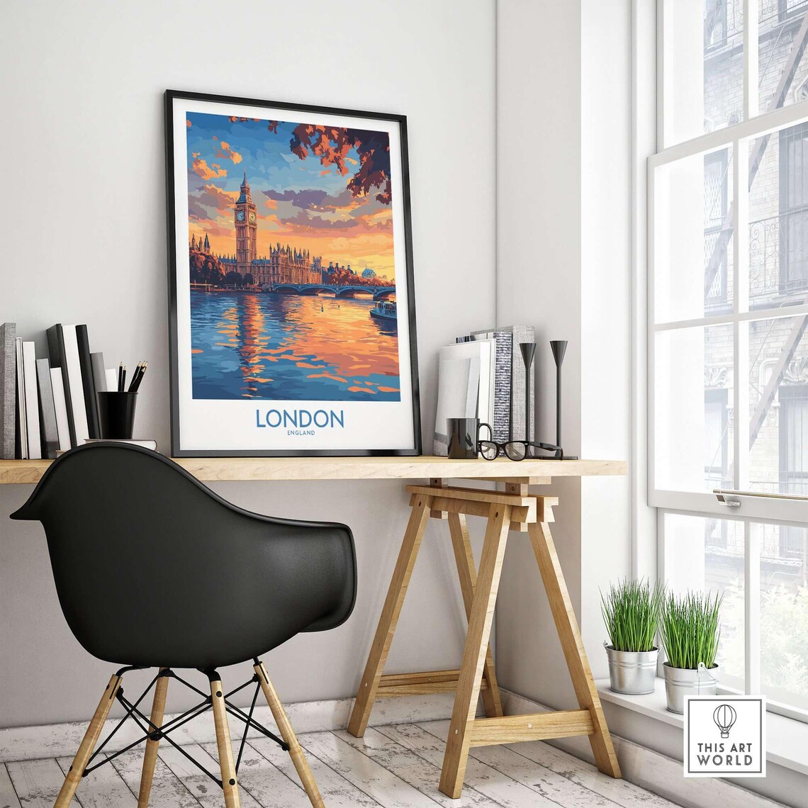 London Skyline, Thames River Parliament Travel Poster - Image 4