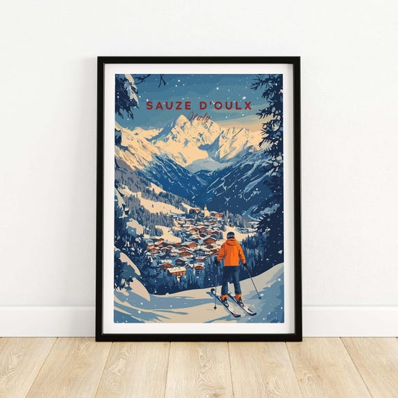 Winter Sports Art Print, Ski Lodge Decoration