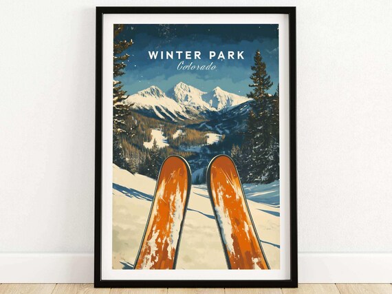 Winter Park Colorado Ski Tips Point of View Mountain Travel Poster