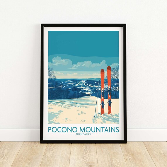 Pocono Mountains Pennsylvania Sunrise Over Ski Slopes Travel Poster