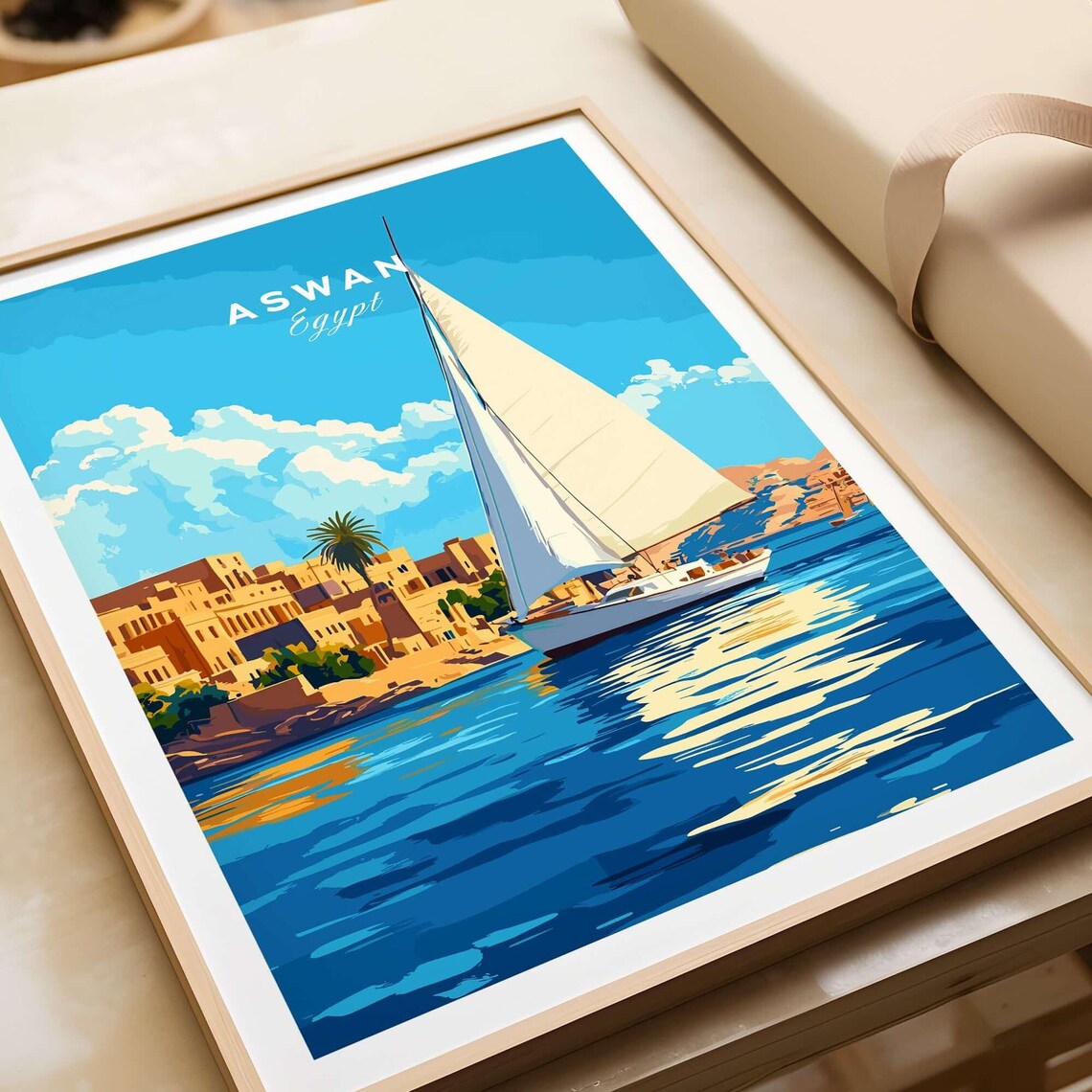 Aswan Print Egypt Aswan Travel Poster Birthday Present Aswan Wedding Anniversary Gift - Image 4