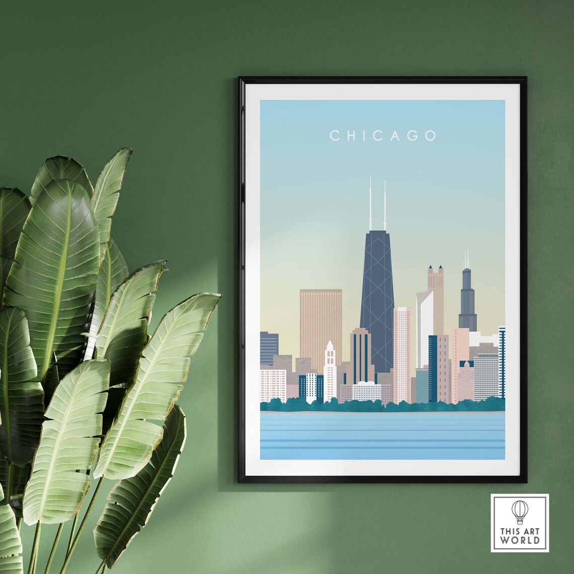 Chicago Travel Poster, City Skyline Wall Art - Image 3
