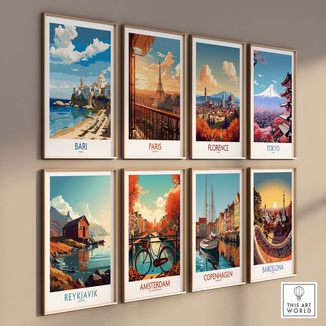Bari Puglia Beach Umbrellas Old Town On Cliff Coastal View Poster - Image 3