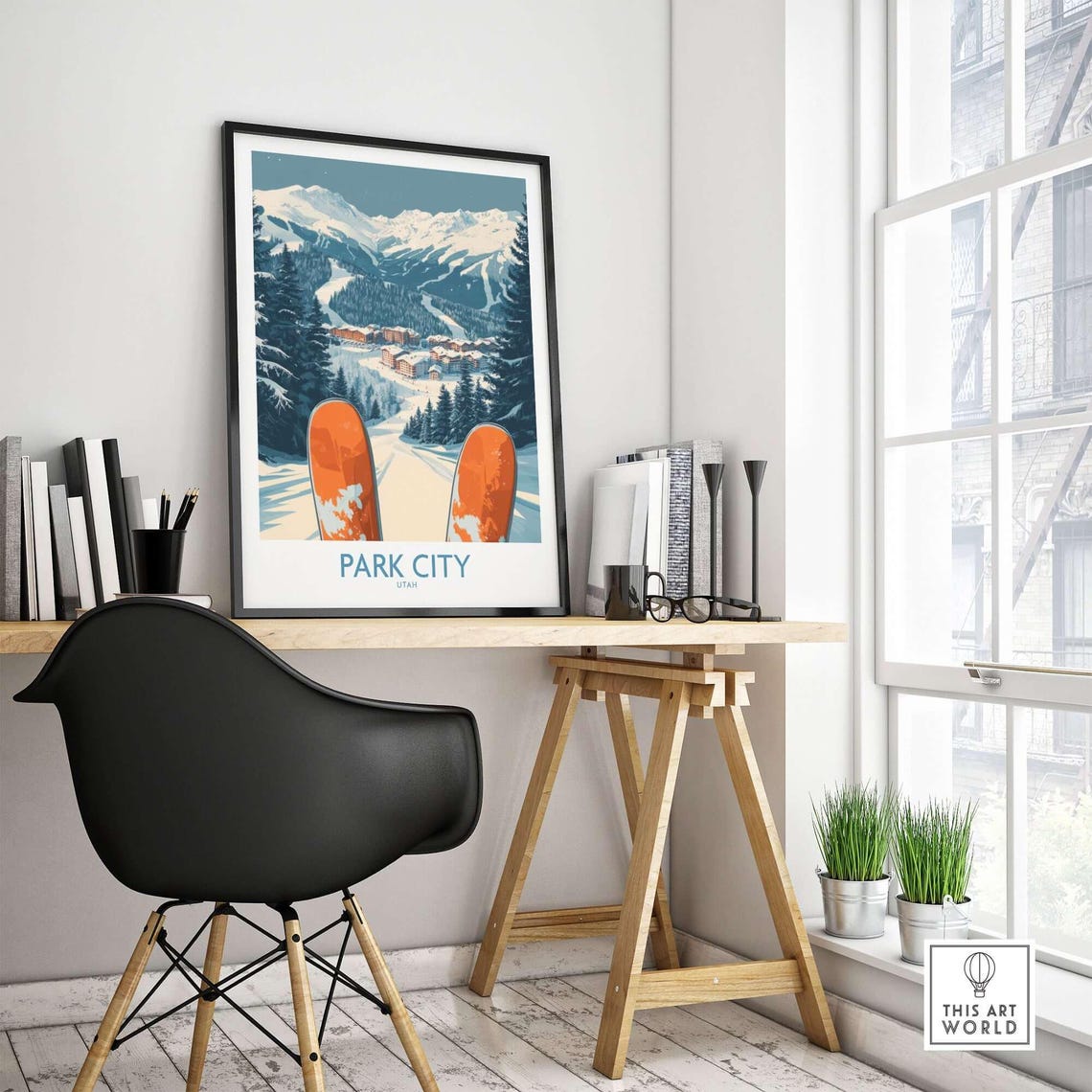 Park City Ski Art Print, Utah Ski Lodge Decor - Image 4
