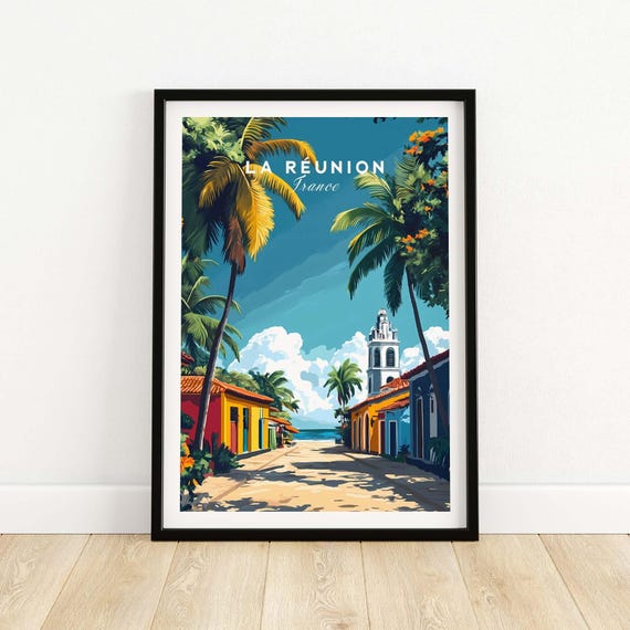 Runion Island Wall Art Print Poster Decor Illustration Gift France