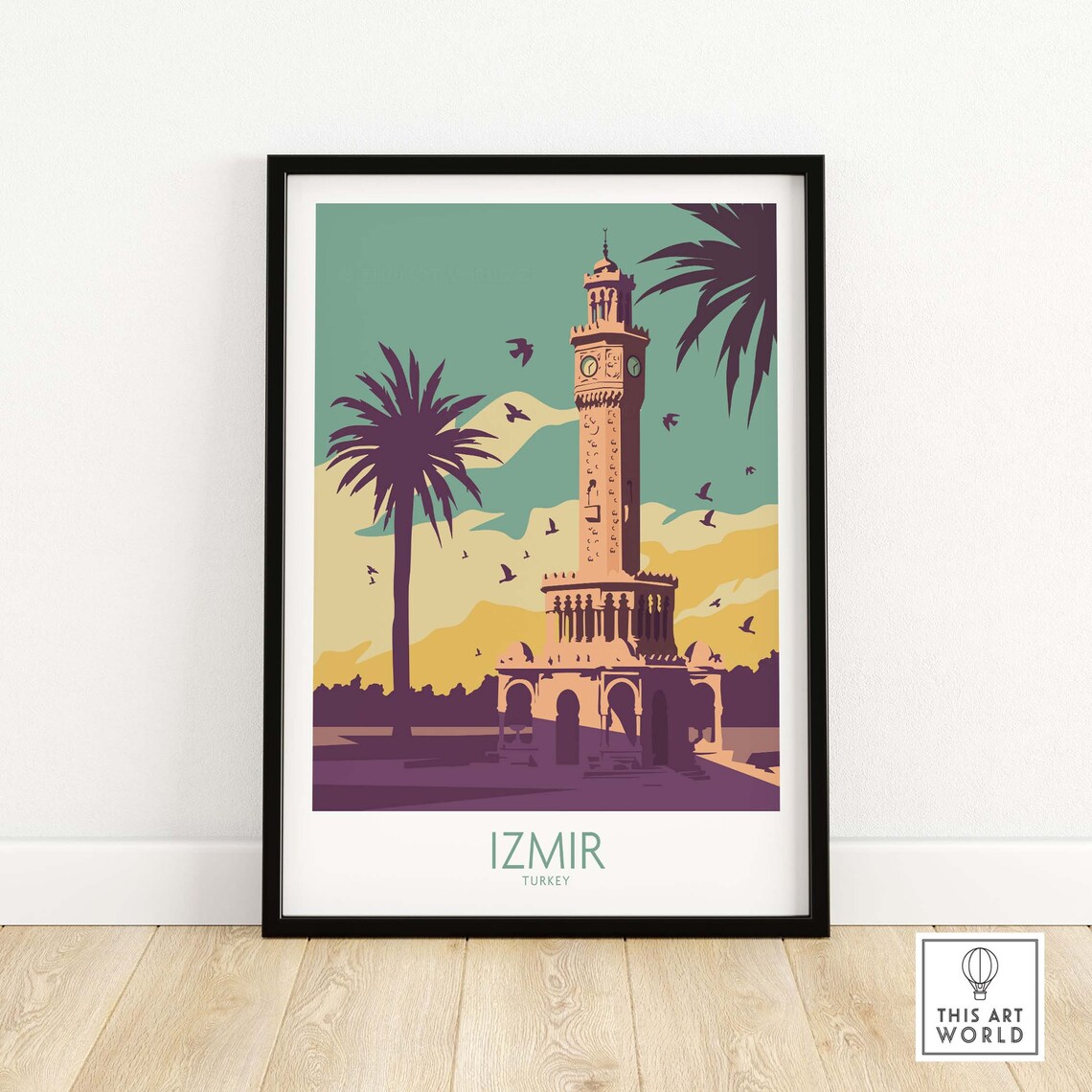 Izmir Turkey Vintage Travel Poster, Retro Wall Art