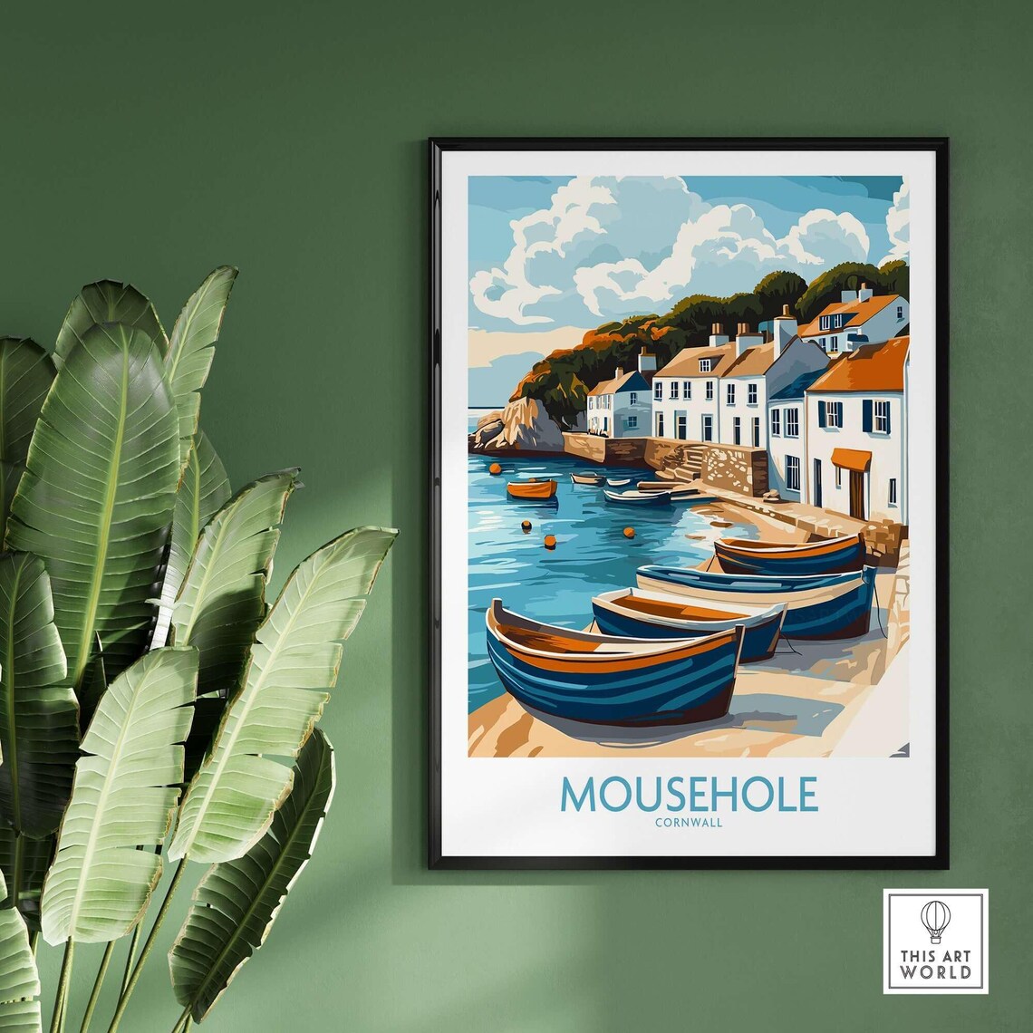Mousehole Cornwall Fishing Boats Harbor Scene Vintage Travel Poster - Image 2