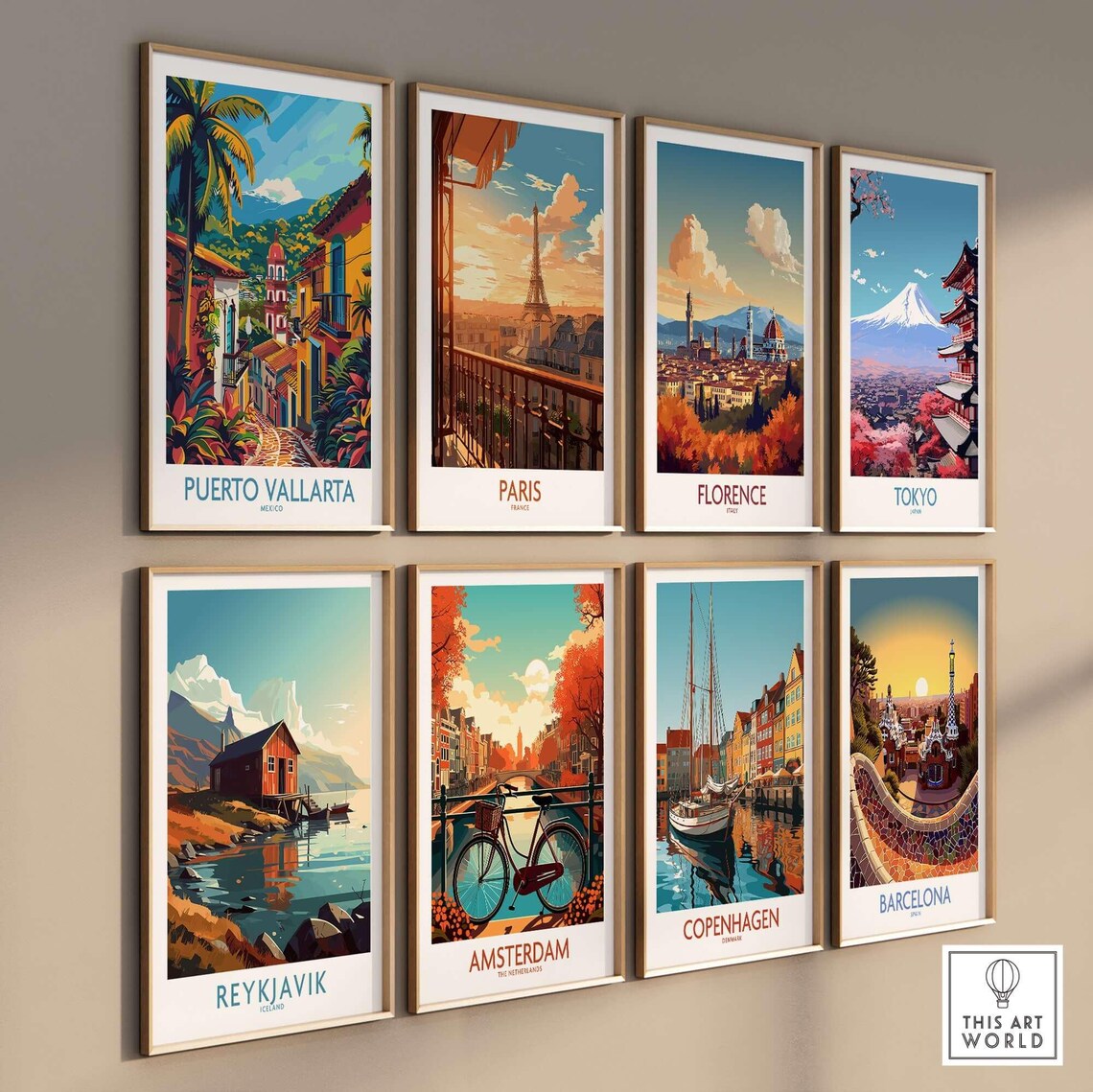 Puerto Vallarta Mexico Hillside Town Tropical Garden Travel Poster - Image 3