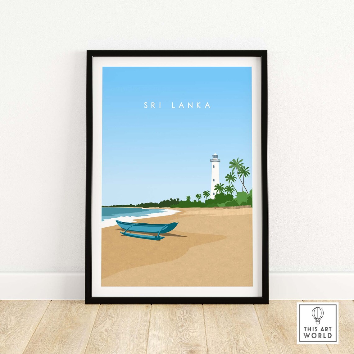 Sri Lanka Beach Lighthouse Fishing Boat Ocean Travel Art Poster