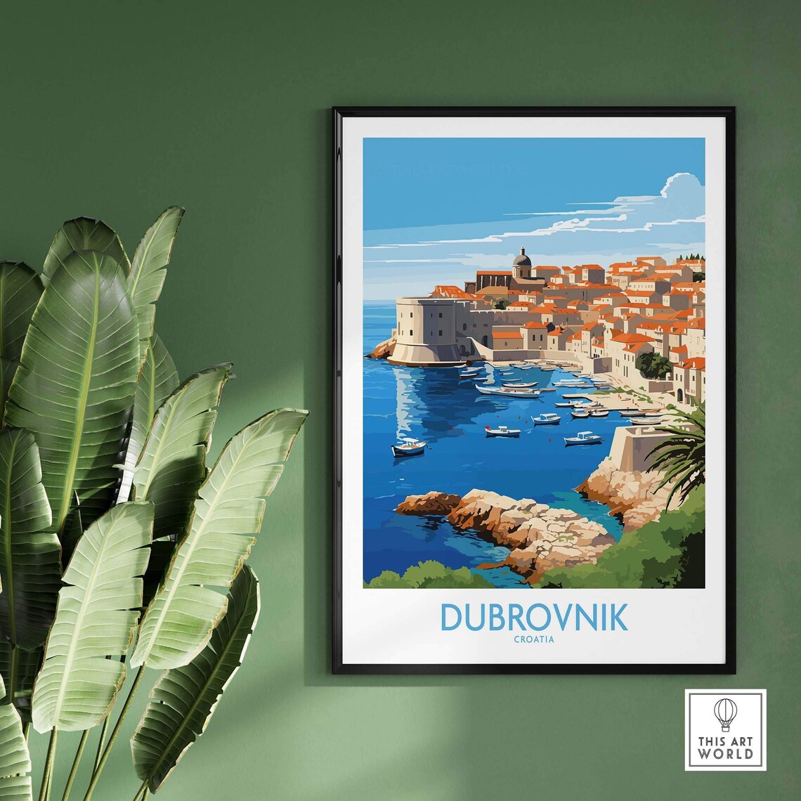 Dubrovnik Croatia Old Town Harbor Vintage Travel Poster Sunny Art - Image 2