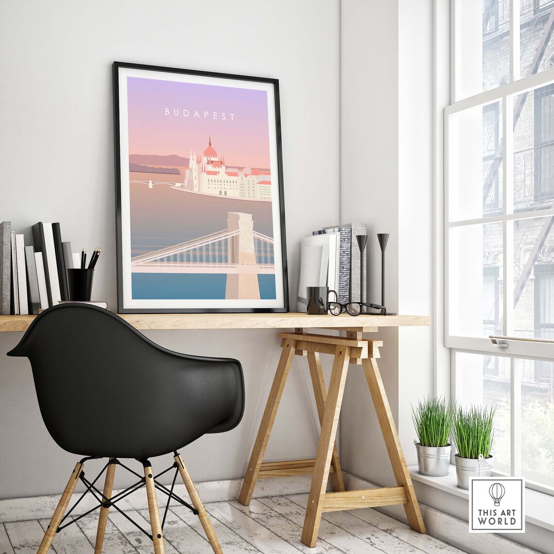 Budapest Travel Poster, Hungary City Skyline Art - Image 4