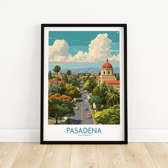 Pasadena California City Street Palm Trees Dome Landmark Poster