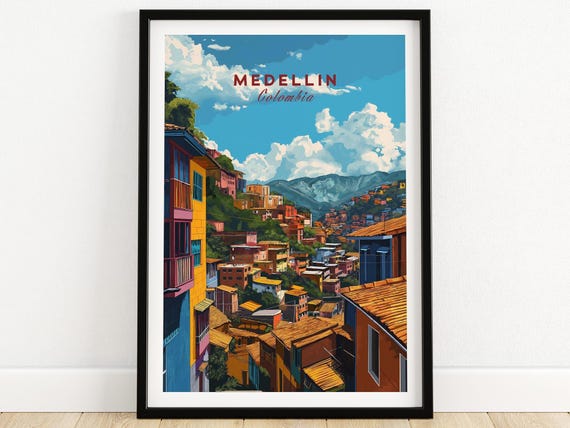 Medellin Travel Poster, Colombia Art Print