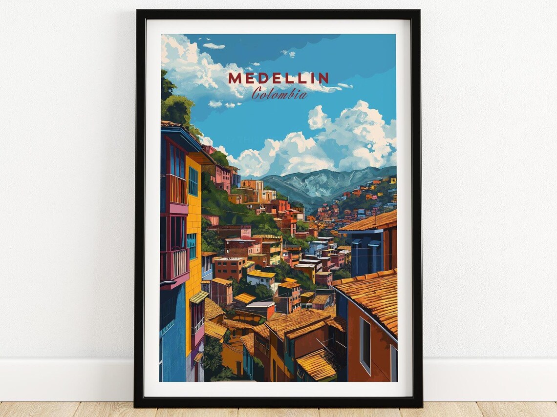 Medellin Travel Poster, Colombia Art Print
