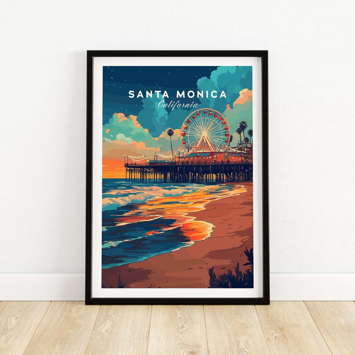 Santa Monica Beach, Iconic Pier Art Print