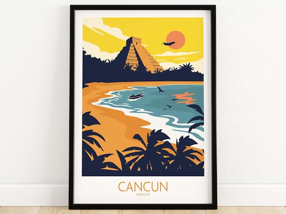 Cancun Mexico Travel Poster Print, Yucatán Peninsula