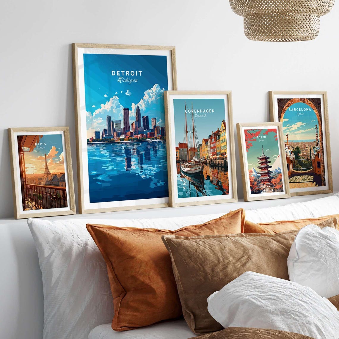 Detroit Travel Print Wall Hanging Detriot Decor Housewarming Gift Living Room Michigan Gift Art Lovers Illustration Detriot Poster Home - Image 2