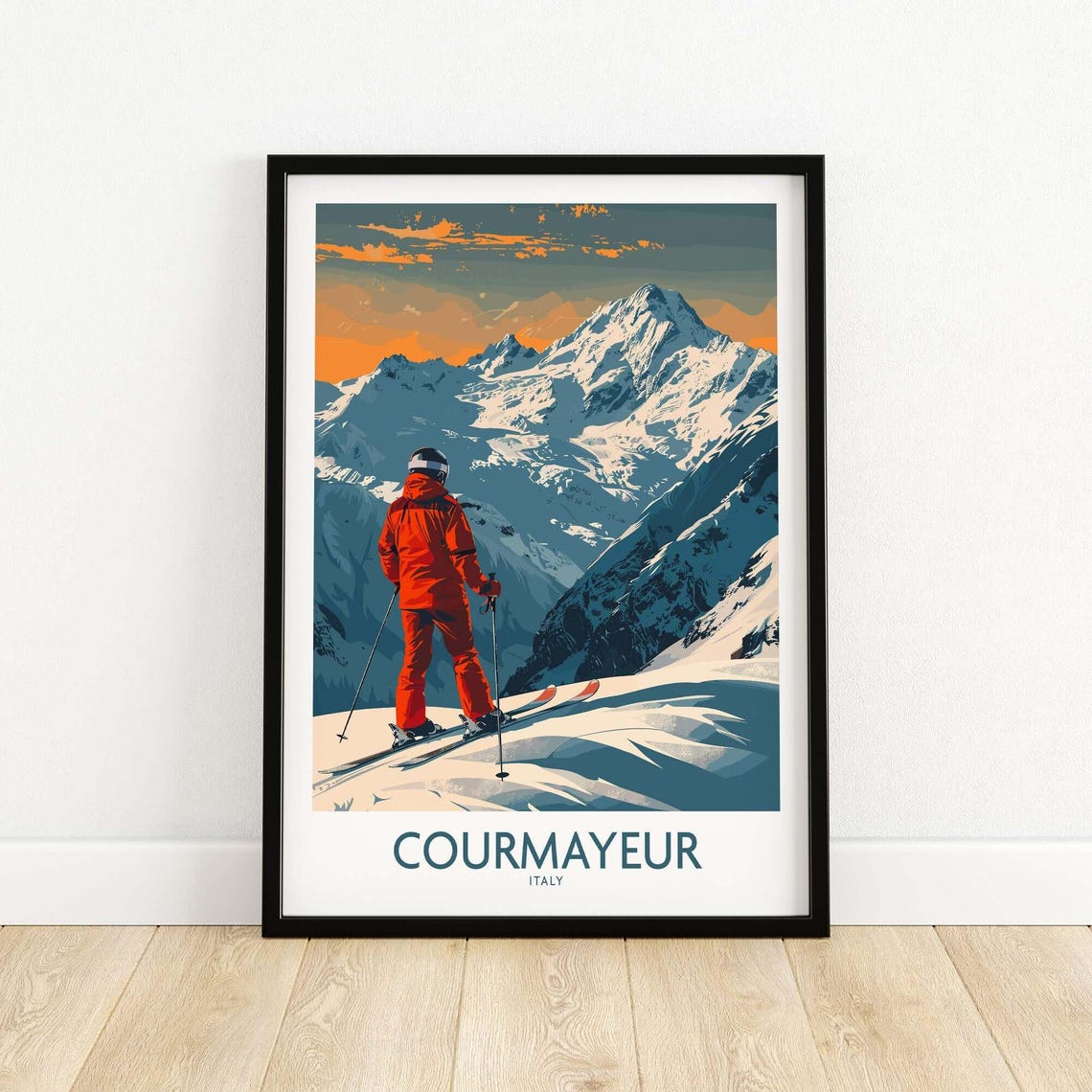 Courmayeur Italy Ski Resort Travel Poster - Image 5