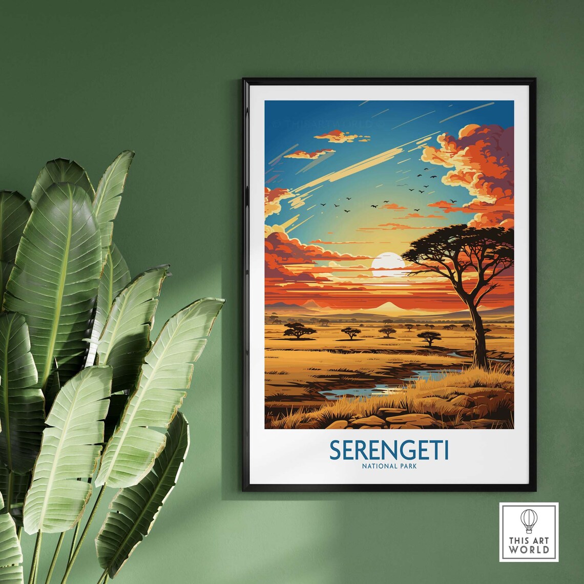 Serengeti National Park Savanna Sunset Acacia Safari Travel Poster - Image 2