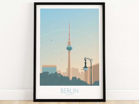 Berlin Germany TV Tower City Skyline Minimalist Travel Poster