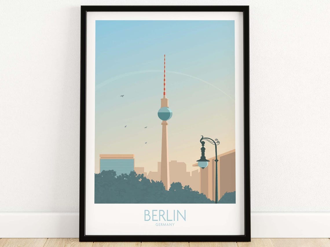 Berlin Germany TV Tower City Skyline Minimalist Travel Poster