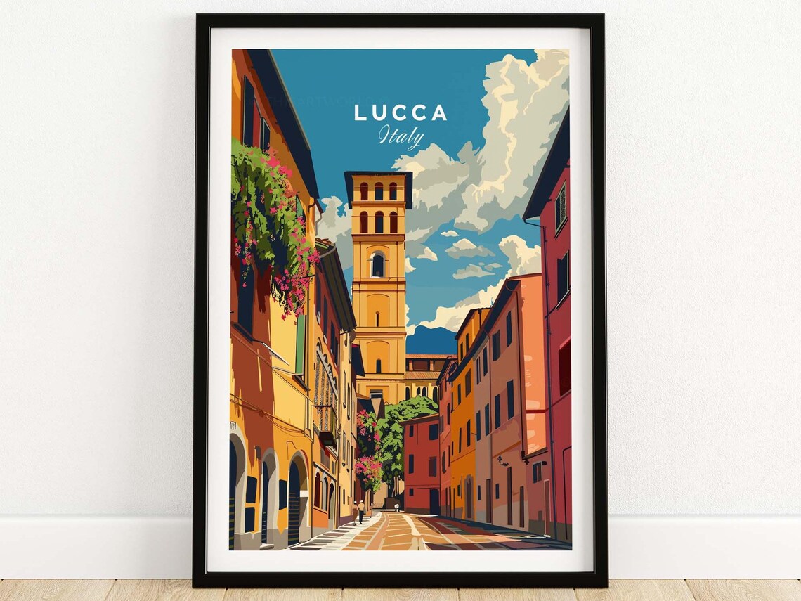Lucca Travel Poster, Tuscany Italy Wall Art Print