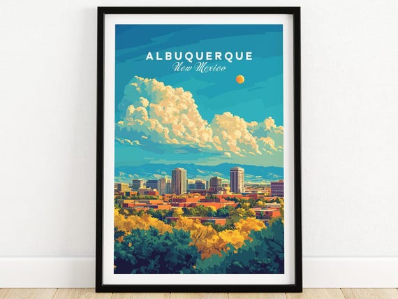 Albuquerque Travel Print Southwestern Desert Wall Art Poster New Mexico Gift Art Lovers