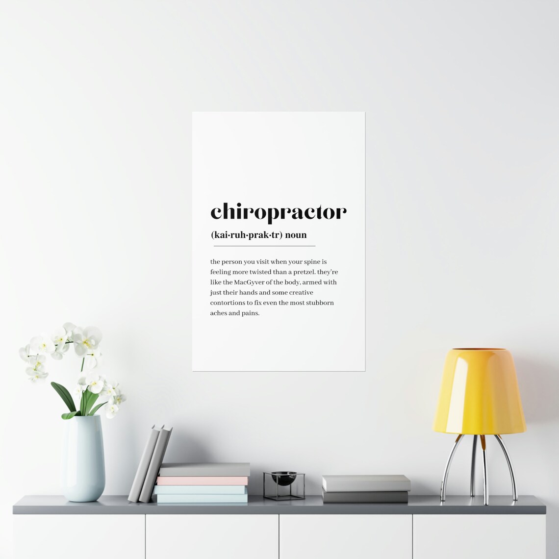 Chiropractor Definition Print Wall Art Quote Minimalist Home Dictionary