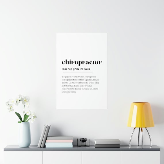 Chiropractor Definition Print Wall Art Quote Minimalist Home Dictionary