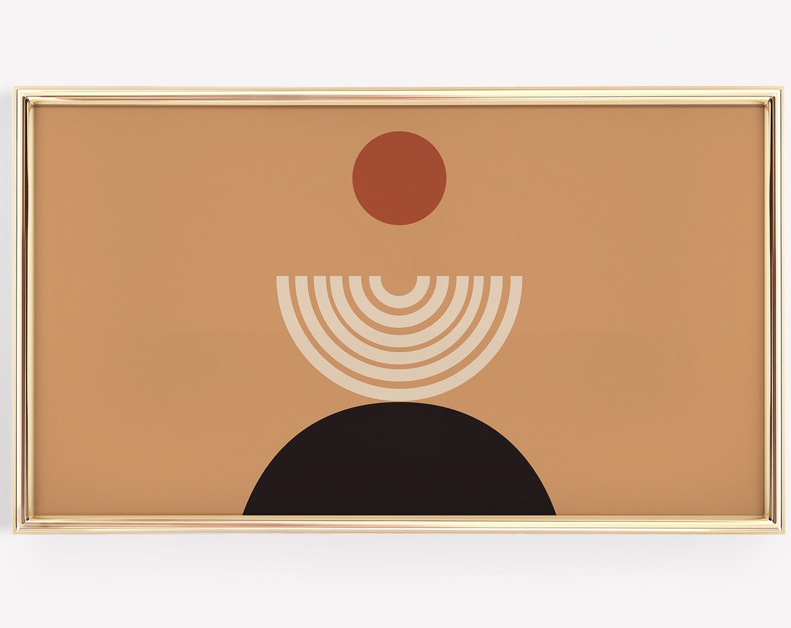 Mid Century Modern Geometric Sun and Arches Abstract Art Print